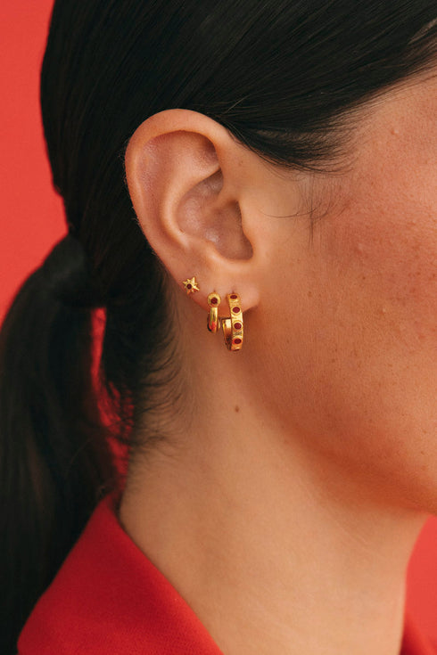 RED DETAILED HOOP ZILVER